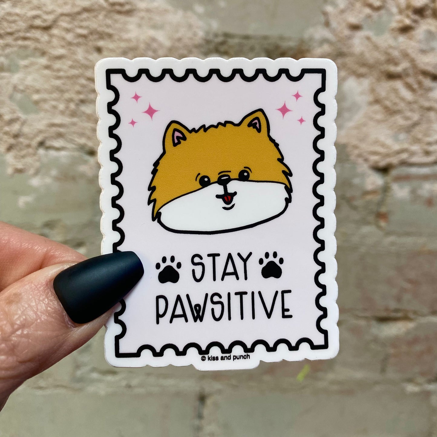 3 Inch Stay Positive Pomeranian Diecut Vinyl Sticker