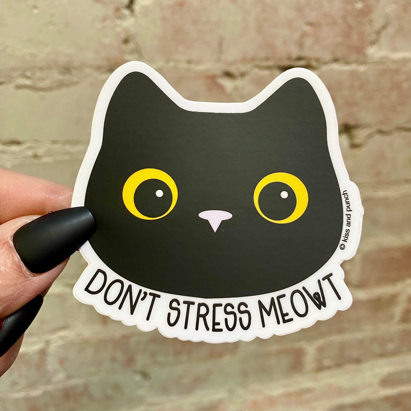 NEW! Funny Don't Stress Meowt Black Cat 3 Inch Diecut Vinyl Sticker