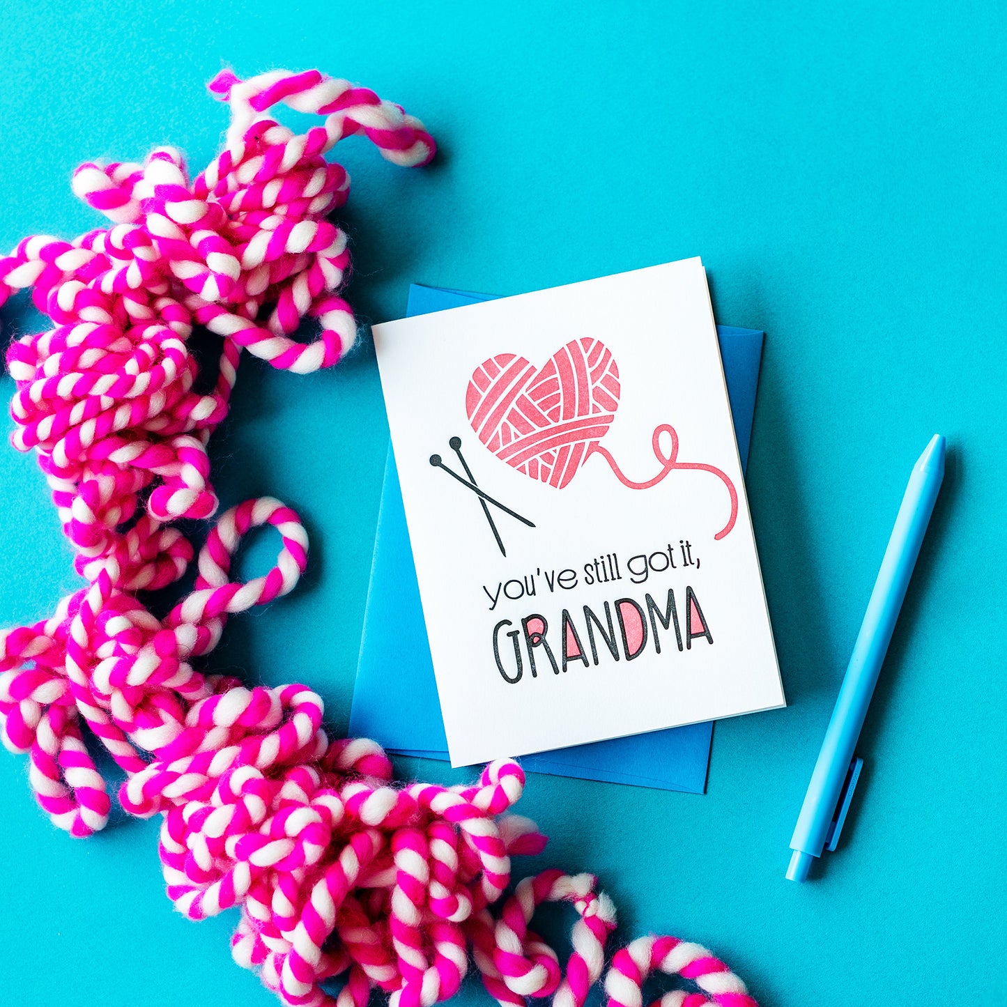 Funny Grandma Letterpress Card | Knit Heart | Birthday Mother's Day | kiss and punch - Kiss and Punch