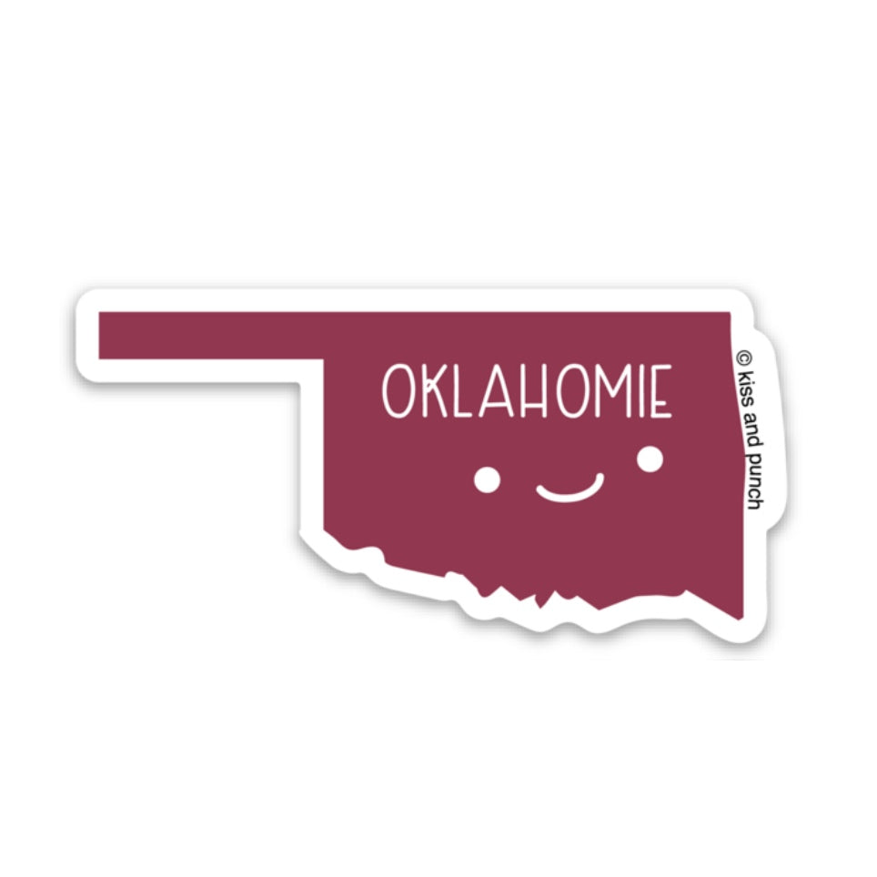 Funny 3 Inch Crimson Oklahomie State of Oklahoma Diecut Vinyl Sticker