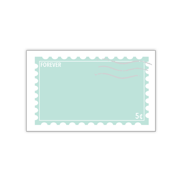 Mini Notecard Set of 60 - Seafoam Forever Stamp Flat Cards - Lunch Notes - Mini Cards - Enclosure cards