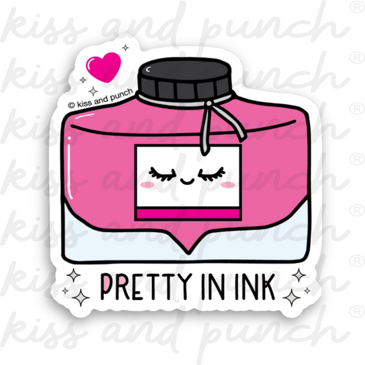 NEW! Pretty in Ink Bottle Fountain Pen Diecut Vinyl Sticker