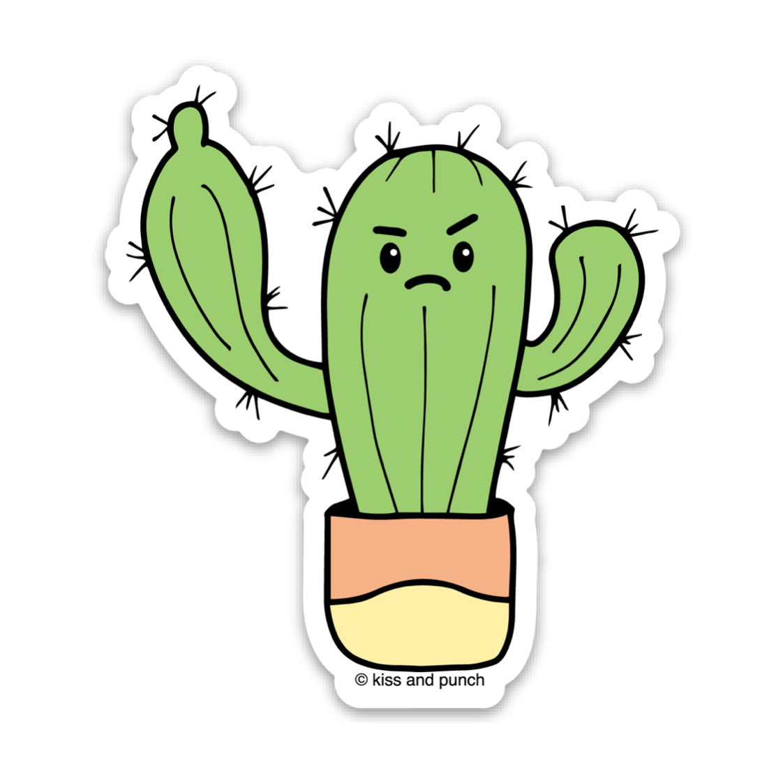 3 Inch Flip Off Cactus Prick Vinyl Sticker - Cute Computer Water Bottle Sticker