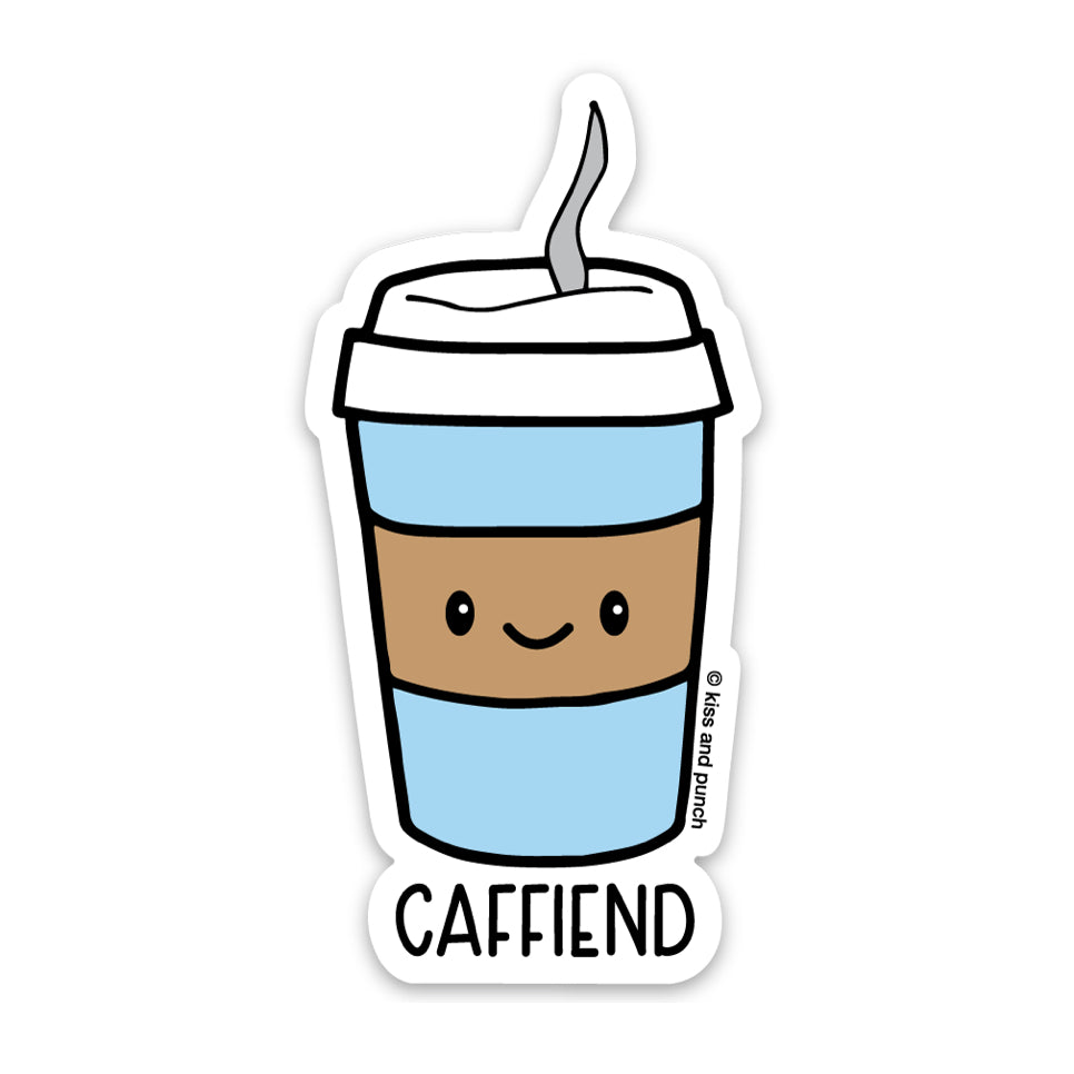 3 Inch Coffee Caffiend Pun Vinyl Sticker - Laptop Sticker - Water Bottle Sticker