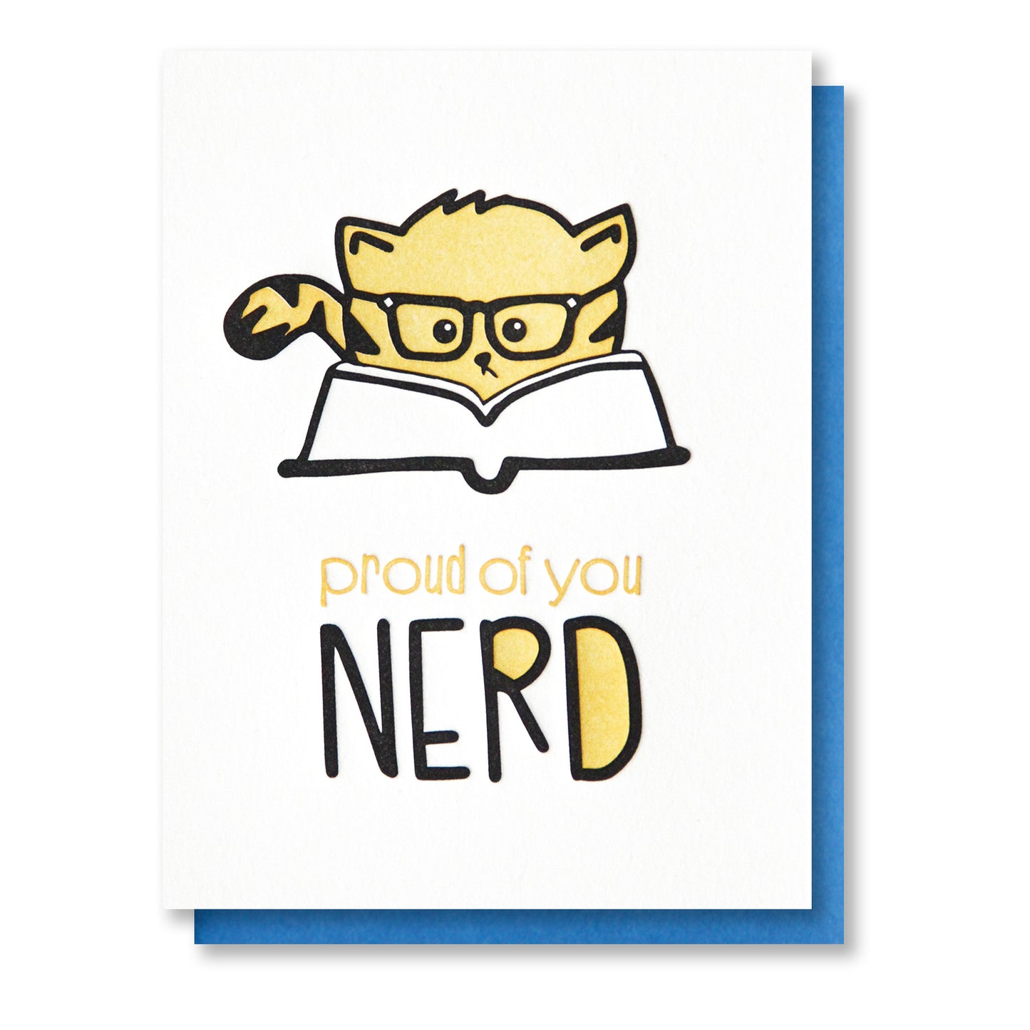 Funny Graduation Letterpress Card | New Job | Cat Nerd | Law School | MBA | Bar Exam - Kiss and Punch