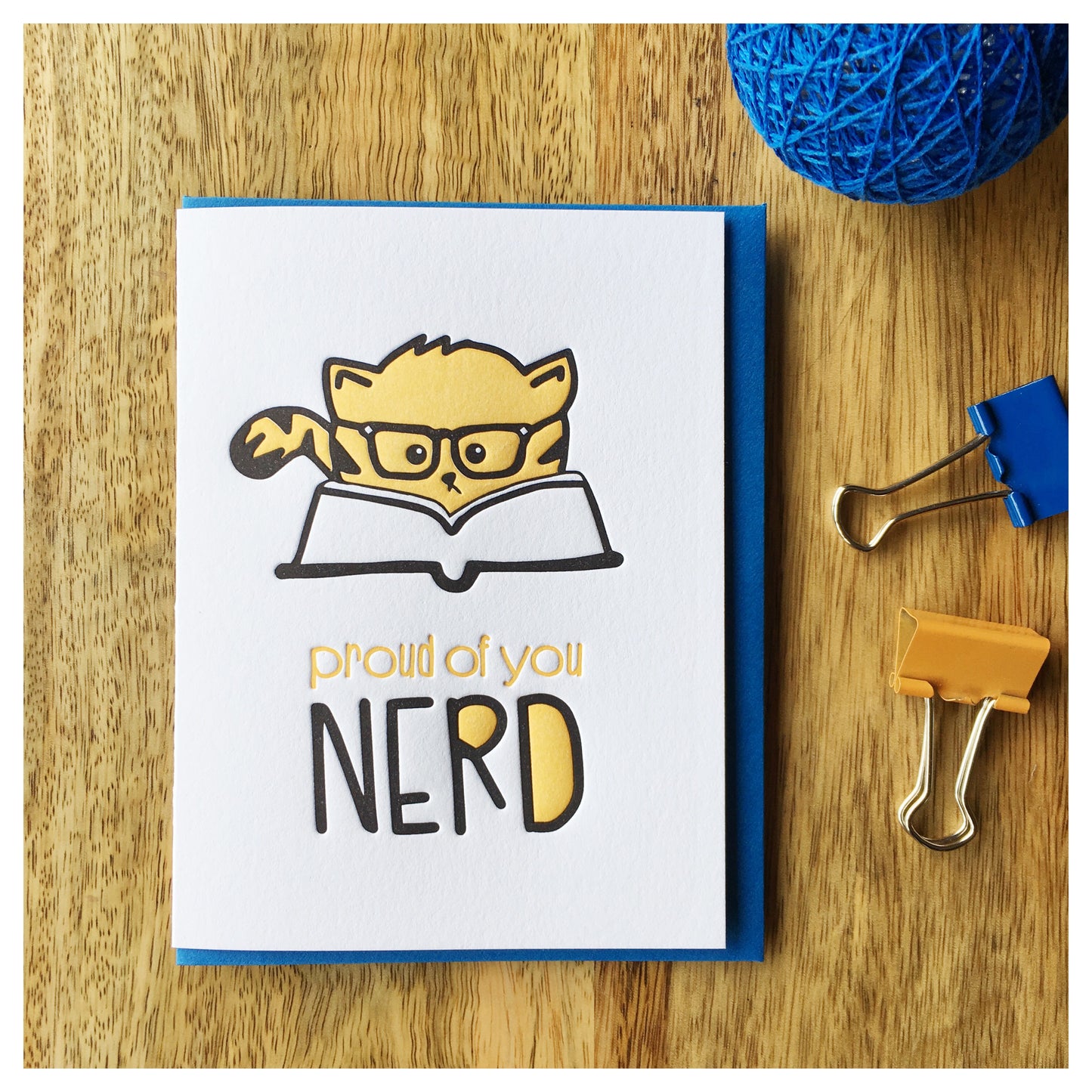 Funny Graduation Letterpress Card | New Job | Cat Nerd | Law School | MBA | Bar Exam - Kiss and Punch