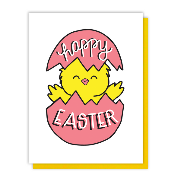Cute Easter Chick in Egg Letterpress Card