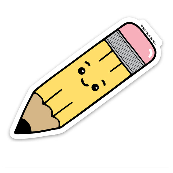 3 Inch Kawaii Pencil Vinyl Sticker - Laptop Sticker - Water Bottle Sticker - Phone Case Sticker - Kiss and Punch