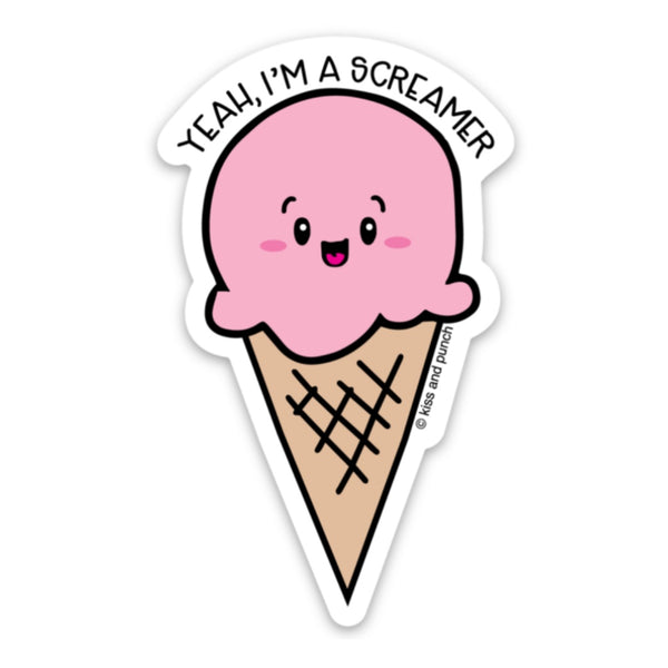 NEW! 3 Inch Funny Ice Cream Yeah I Am a Screamer Diecut Vinyl Sticker