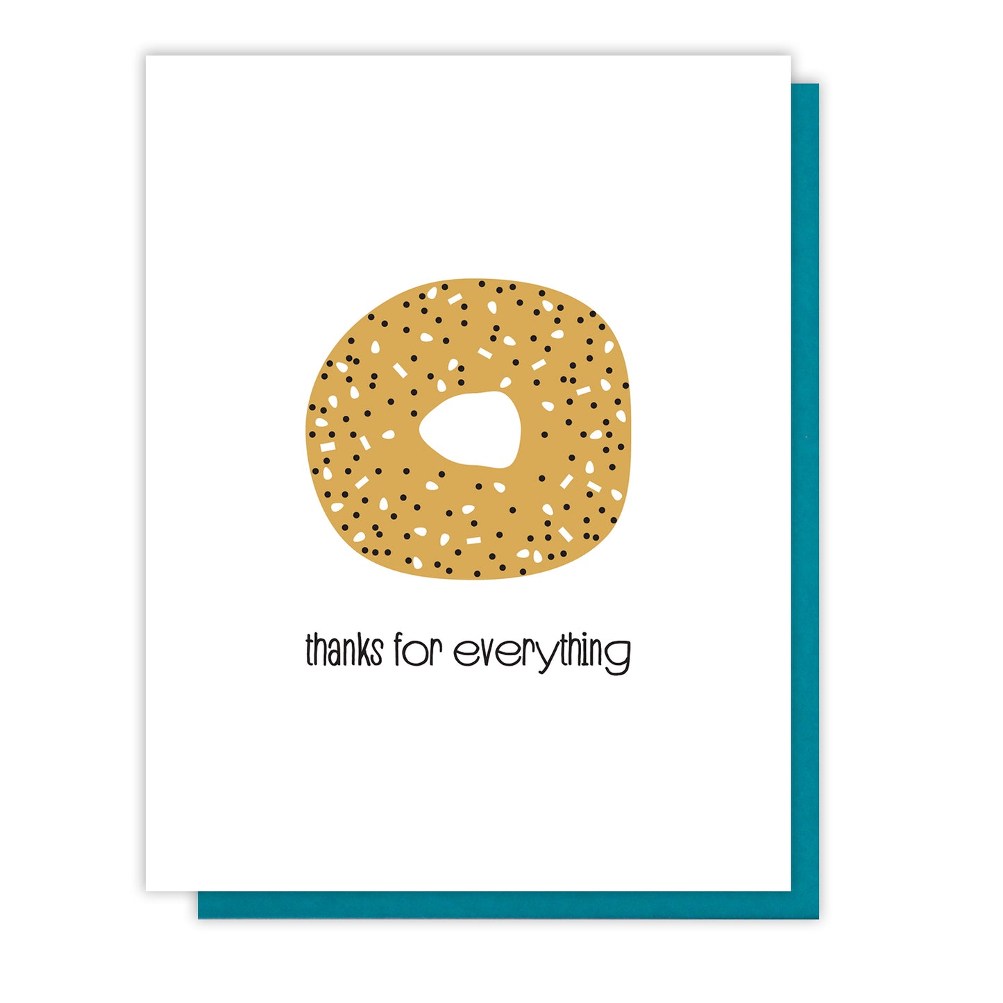 Funny Punny Everything Bagel Foodie Thanks Letterpress Card | kiss and punch - Kiss and Punch