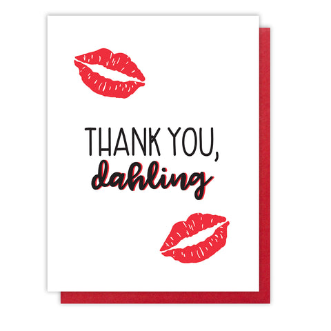 REDESIGN! Thank You Dahling Letterpress Card | Kissing Lips | kiss and punch - Kiss and Punch