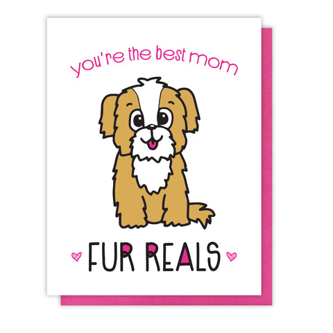 Funny Dog Mom Letterpress Card | You're the Best | Fur Reals Pun | kiss and punch - Kiss and Punch