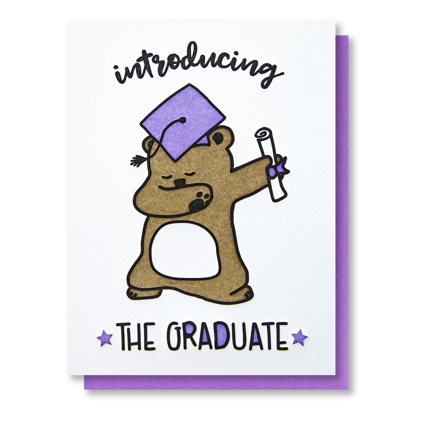 Funny Dab Graduation Letterpress Card | Introducing the Graduate | Bear | kiss and punch - Kiss and Punch