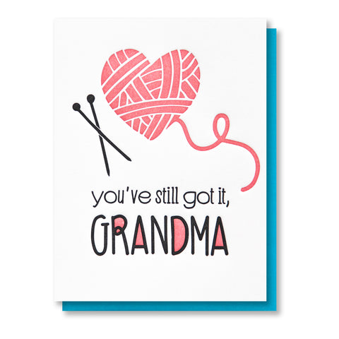 Funny Grandma Letterpress Card | Knit Heart | Birthday Mother's Day | kiss and punch - Kiss and Punch