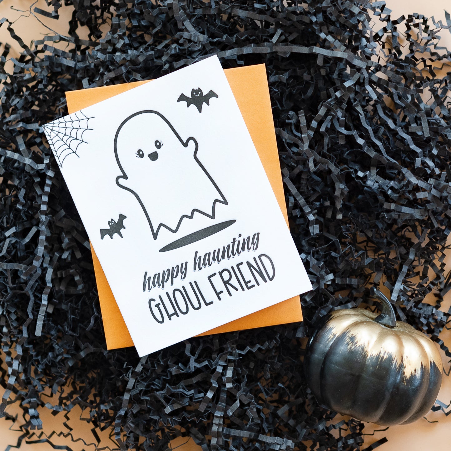 Funny Halloween Letterpress Card | Happy Haunting Ghoul Friend | kiss and punch - Kiss and Punch