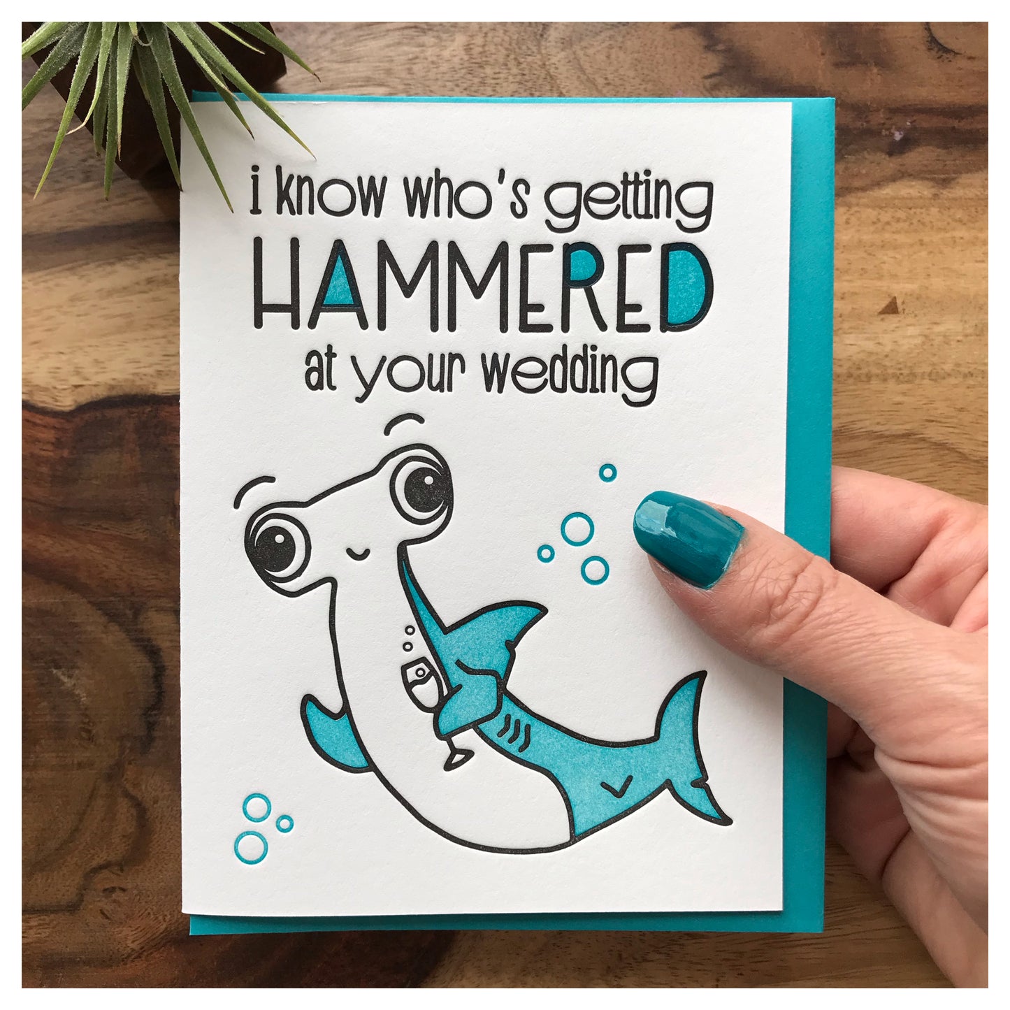 NEW! Hammerhead Shark Wedding Letterpress Card | Hammered Pun | kiss and punch - Kiss and Punch