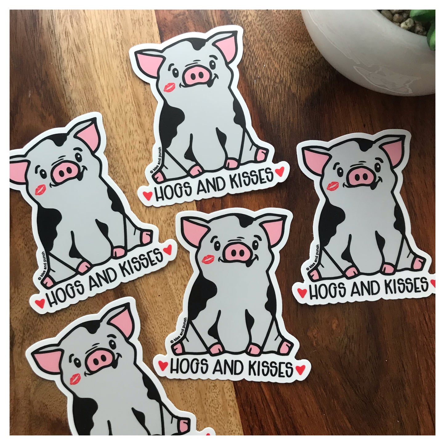 3 Inch Hogs and Kisses Vinyl Sticker - Laptop Sticker - Water Bottle Sticker - Phone Case Sticker - Kiss and Punch