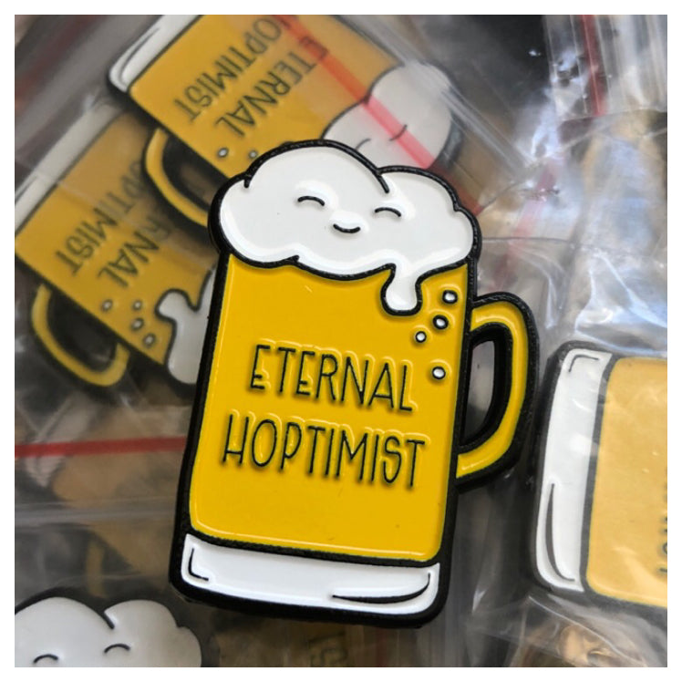 Eternal Hoptimist Beer Pun Soft Enamel Pin | kiss and punch - Kiss and Punch