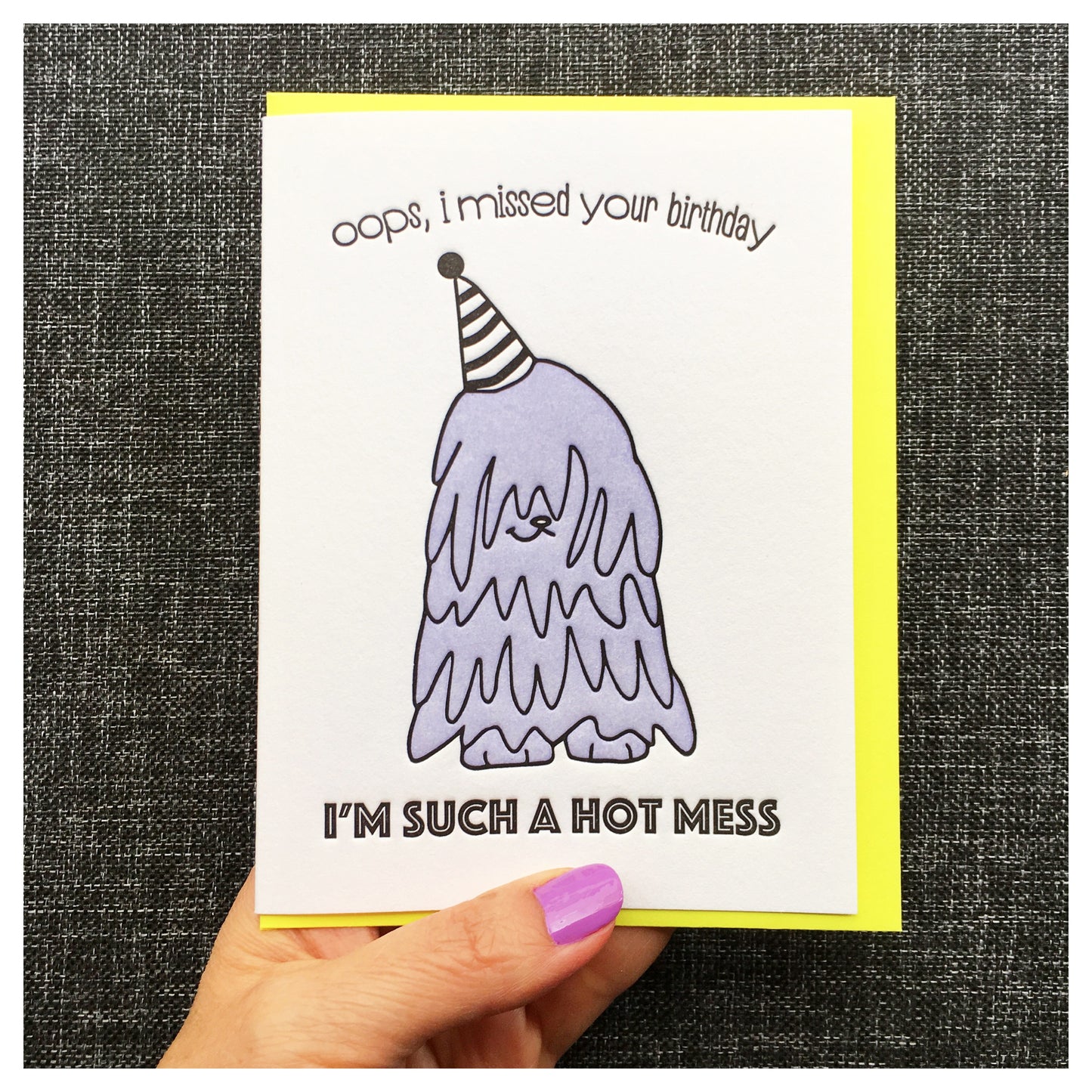 Funny Belated Letterpress Birthday Card | Mop Dog | Komondor | Hot Mess | kiss and punch - Kiss and Punch