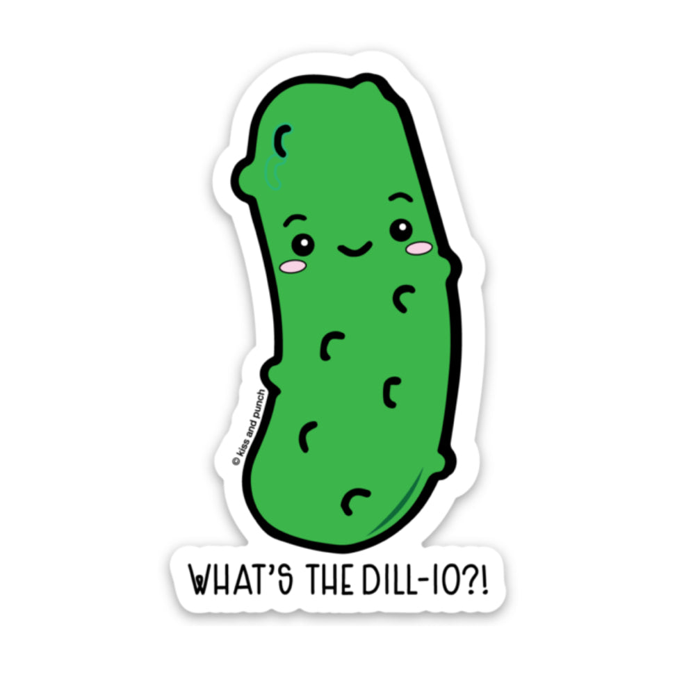 3 Inch What's the Dill-io Pickle Diecut Vinyl Sticker | kiss and punch