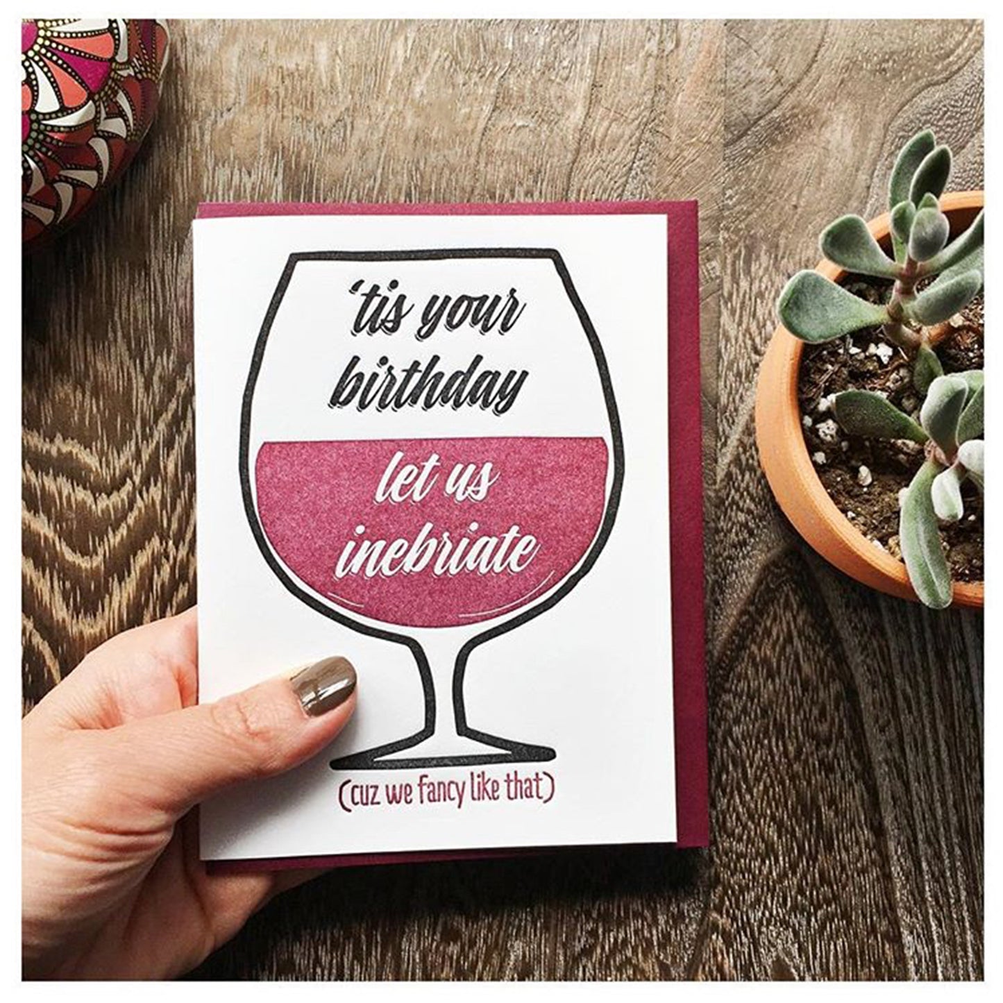 Funny Inebriate Wine Birthday Letterpress Card | kiss and punch - Kiss and Punch