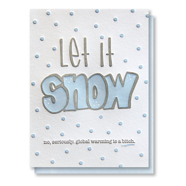 Funny Holiday Let it Snow Christmas Letterpress Card | kiss and punch - Kiss and Punch