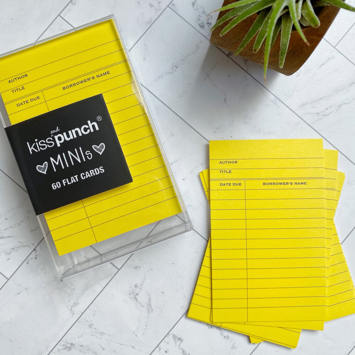 Mini Notecard Set of 60 - Yellow Library Flat Cards - Lunch Notes - Mini Cards - Enclosure cards