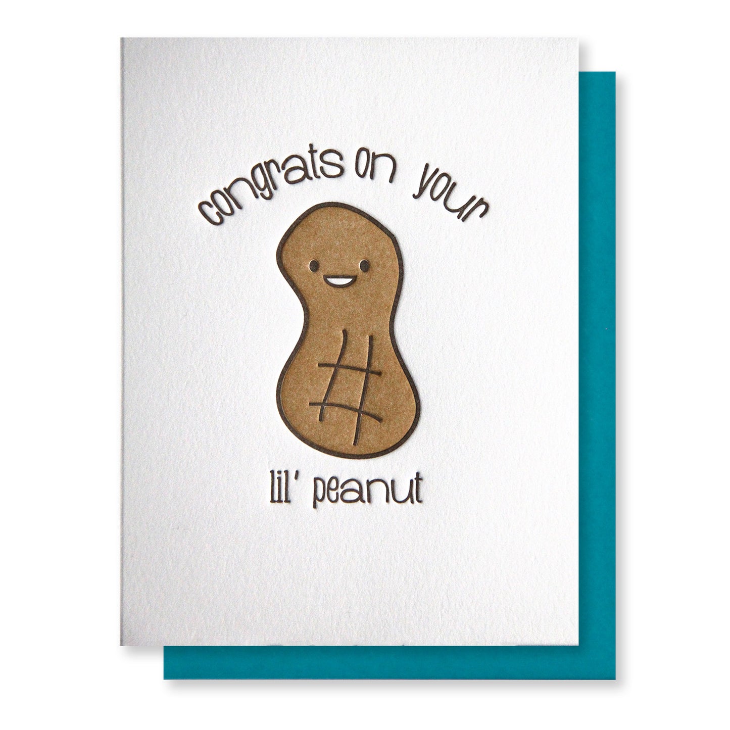 Cute Lil' Peanut Baby Congratulations | Expecting Letterpress Card | kiss and punch - Kiss and Punch