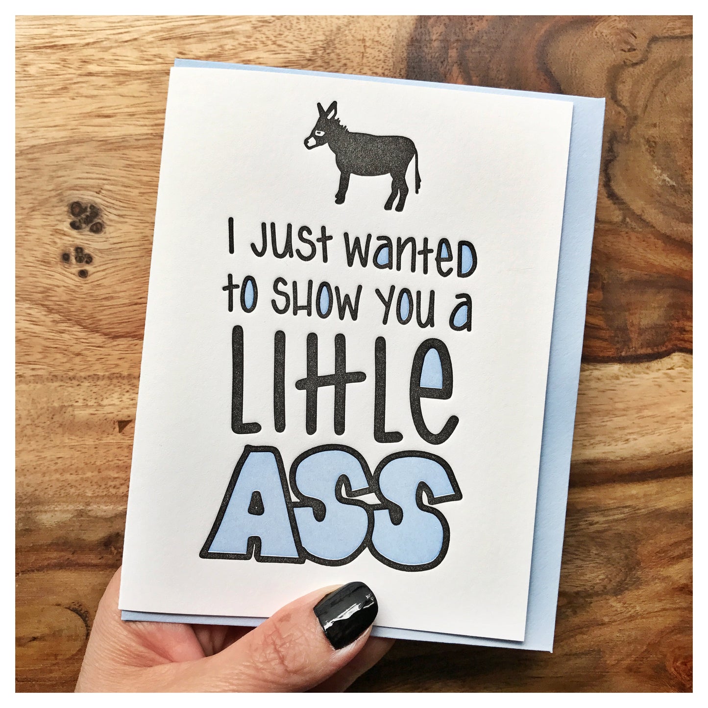 Funny Handlettered and Illustrated Letterpress Love Card | Little Donkey | kiss and punch - Kiss and Punch