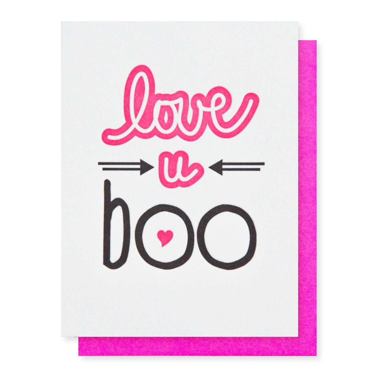 Love U Boo Letterpress Card | Valentine | Galentine | kiss and punch - Kiss and Punch