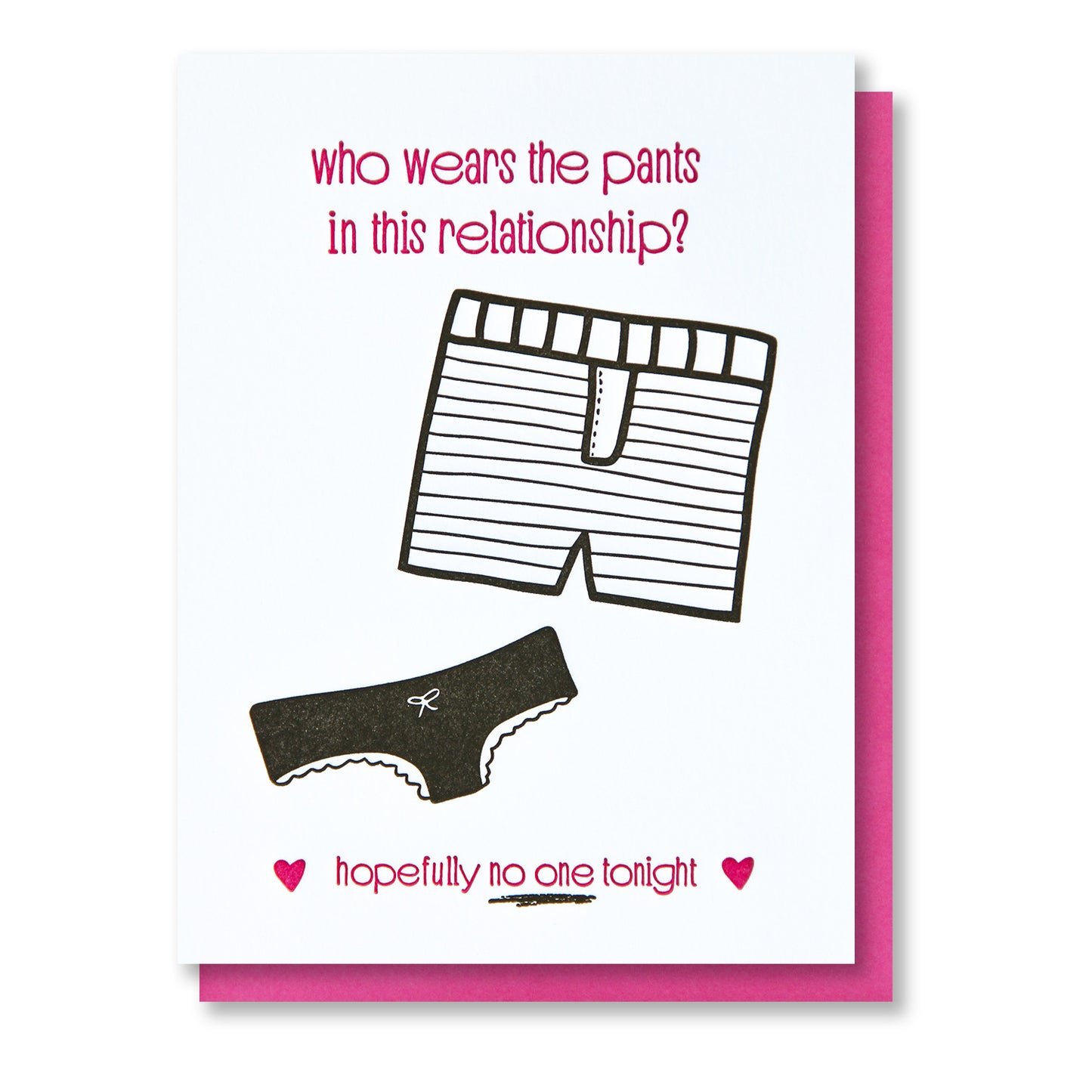 Funny Love Letterpress Card | Pants in Relationship | Panties Boxers | Valentine's | kiss and punch - Kiss and Punch
