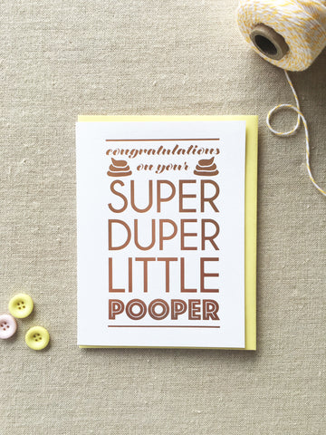 Funny Rose Gold Foil Baby Expecting Card | Super Duper Little Pooper | kiss and punch - Kiss and Punch
