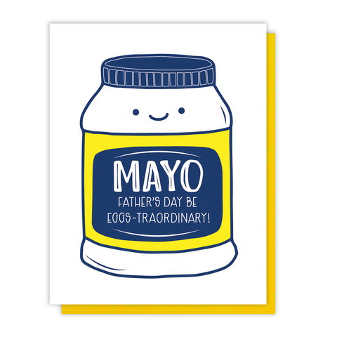 Funny Father's Day Letterpress Card | Mayo and Egg Pun | Dad Jokes | kiss and punch