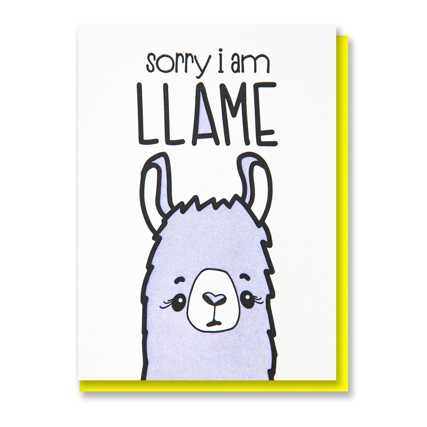 Funny Sorry Letterpress Card | Llame Llama Pun | kiss and punch - Kiss and Punch