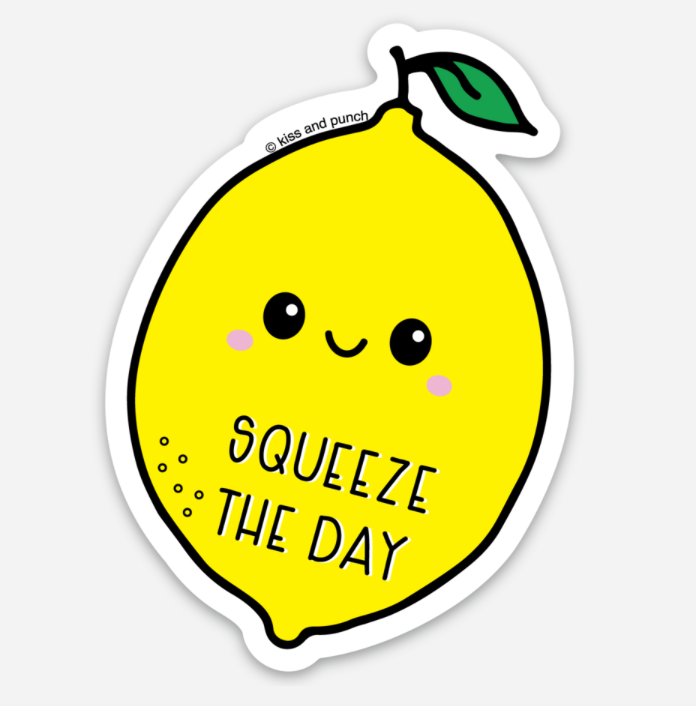 3 Inch Squeeze the Day Lemon Matte Vinyl Sticker
