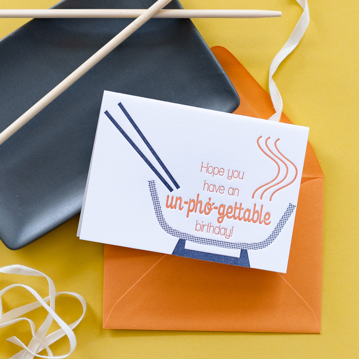 Funny Foodie Un-pho-gettable Birthday Letterpress Card | kiss and punch - Kiss and Punch