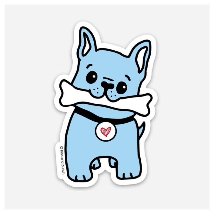 NEW! 3 Inch Frenchie Dog Vinyl Sticker - Kiss and Punch