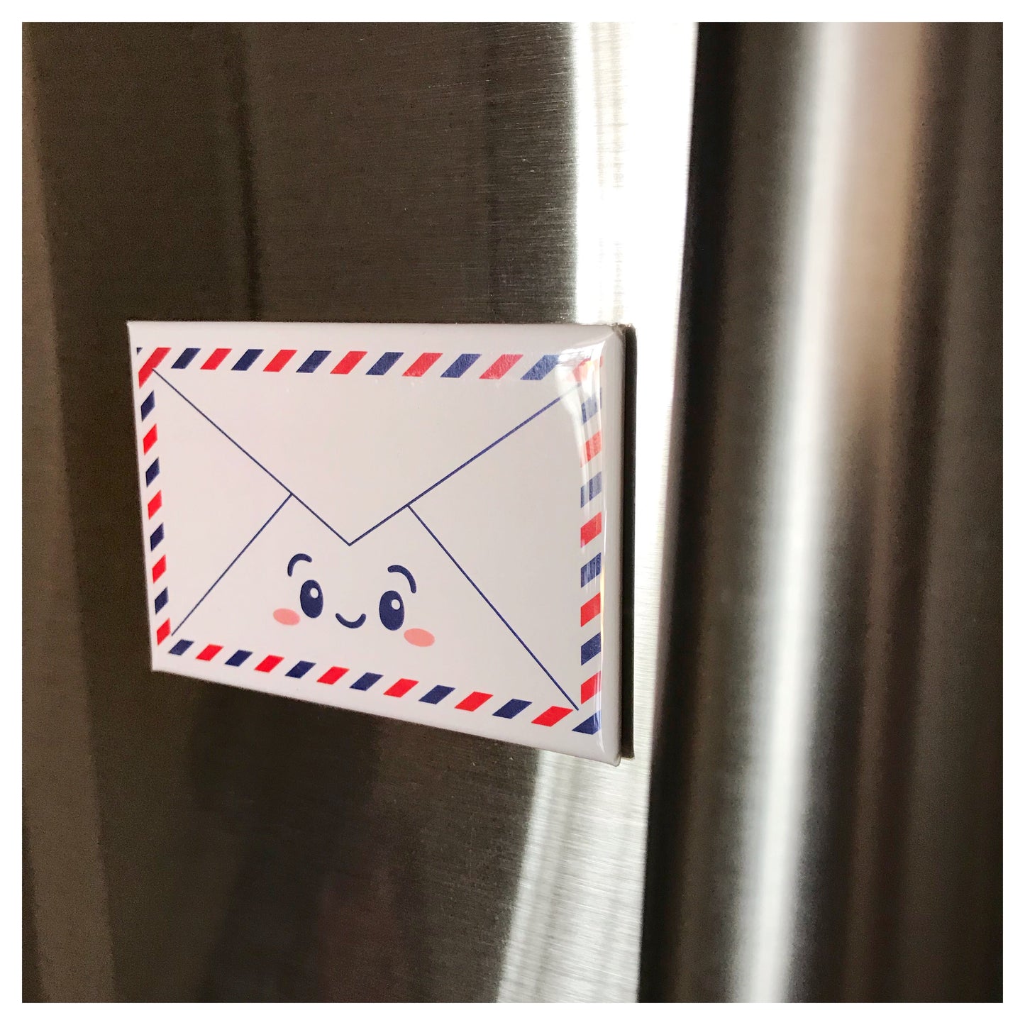 Cute Airmail Envelope 2" x 3" Fridge Magnet - Kiss and Punch