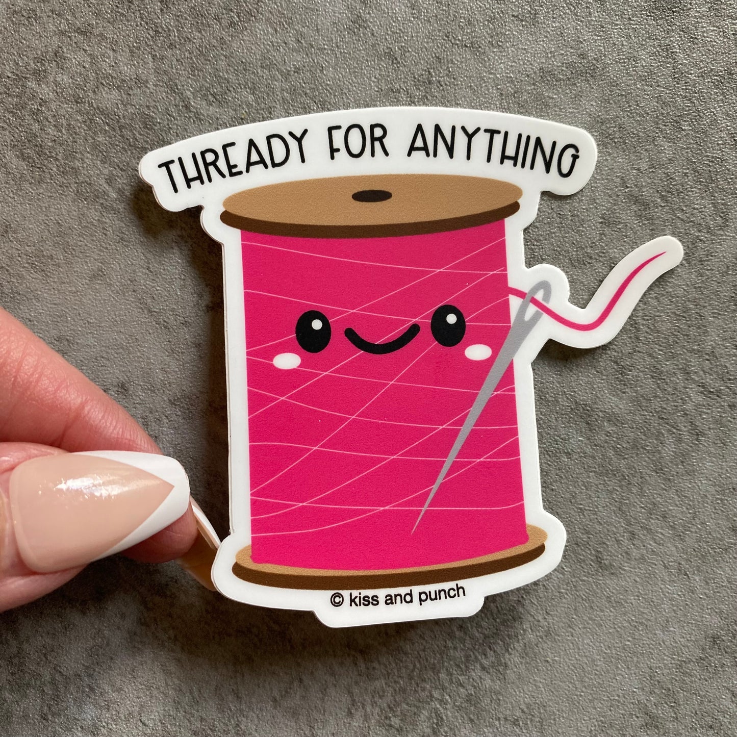 3 Inch Punny Spool Thready for Anything Matte Vinyl Sticker