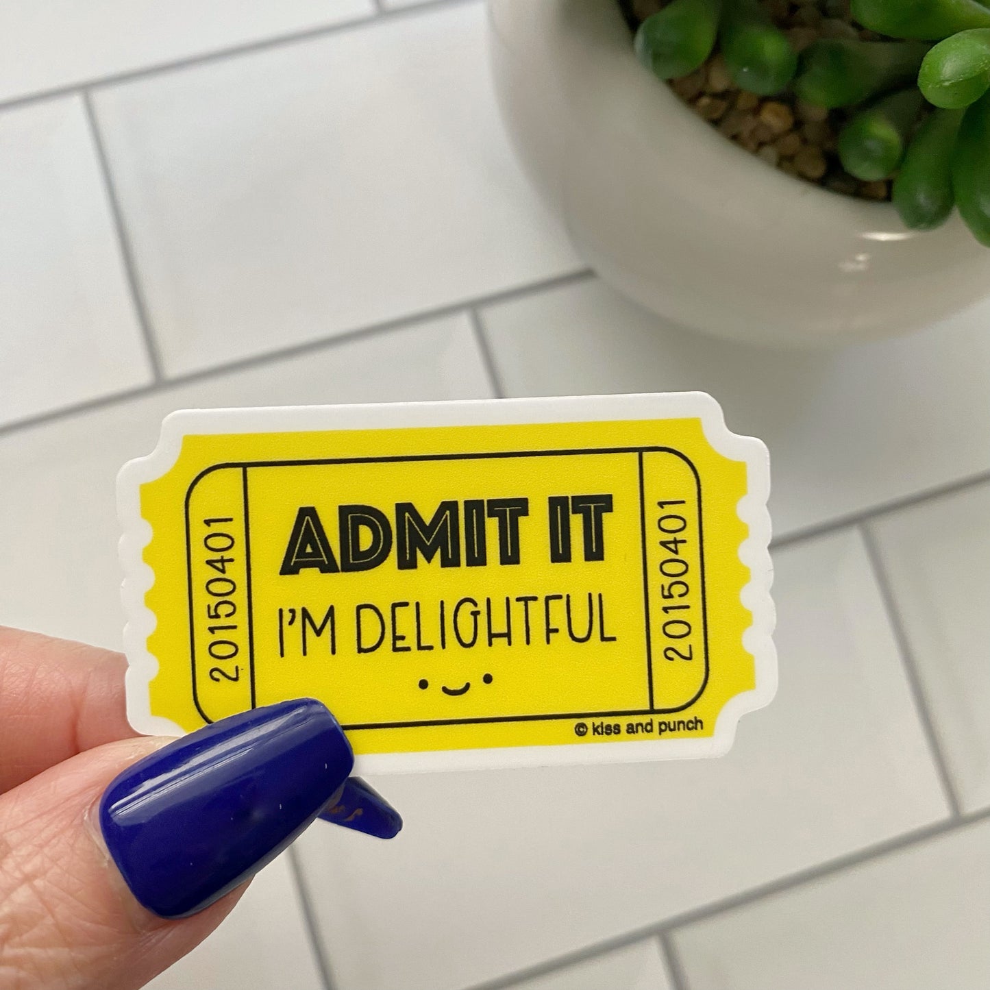 2 Inch Funny Admit It I'm Delightful Ticket Diecut Vinyl Sticker