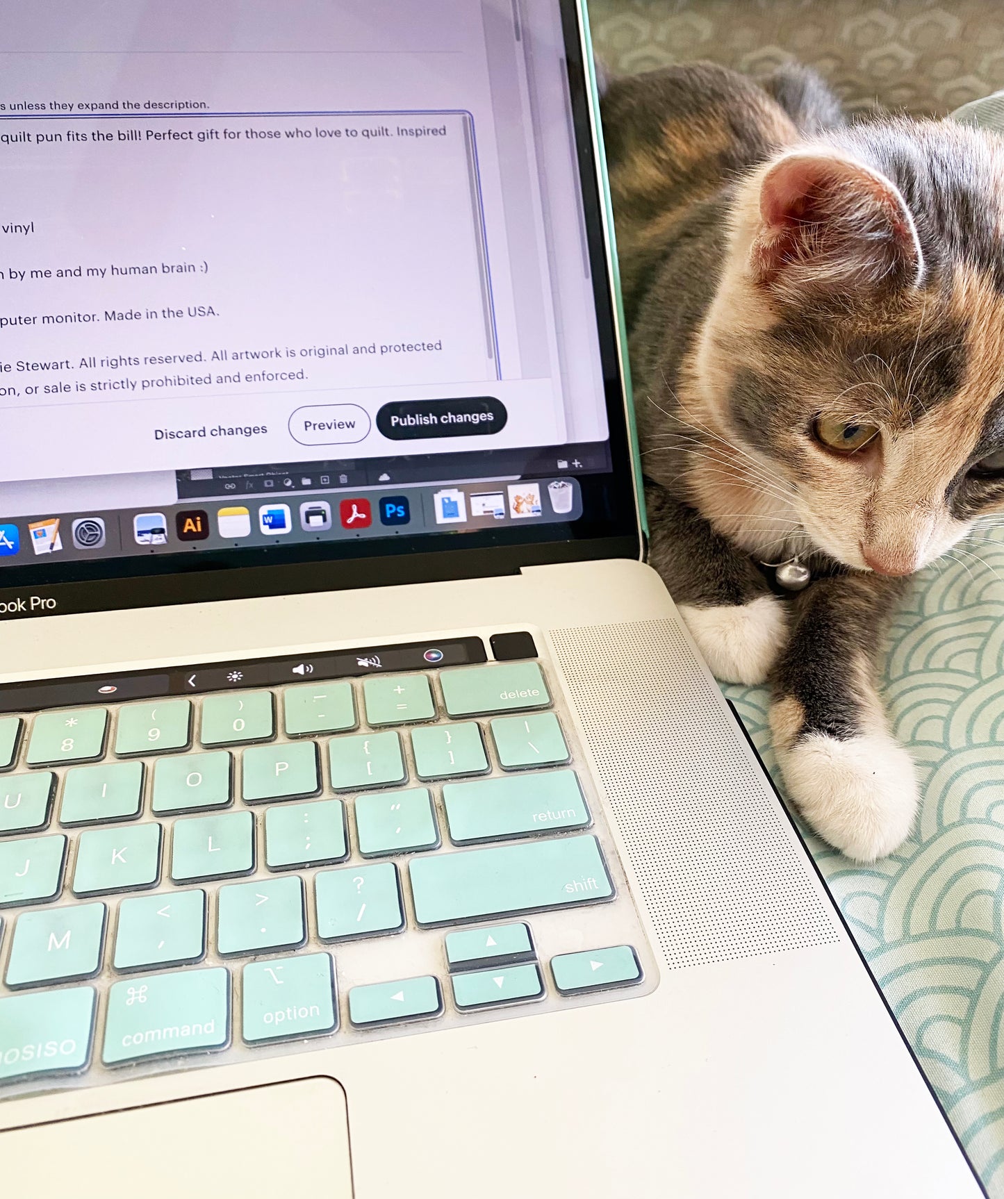 NEW! Punny Cute Quilty As Charged Cat Diecut Vinyl Sticker   