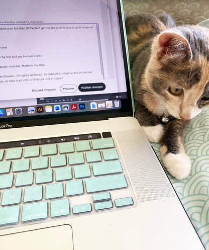 NEW! Punny Cute Quilty As Charged Cat Diecut Vinyl Sticker   