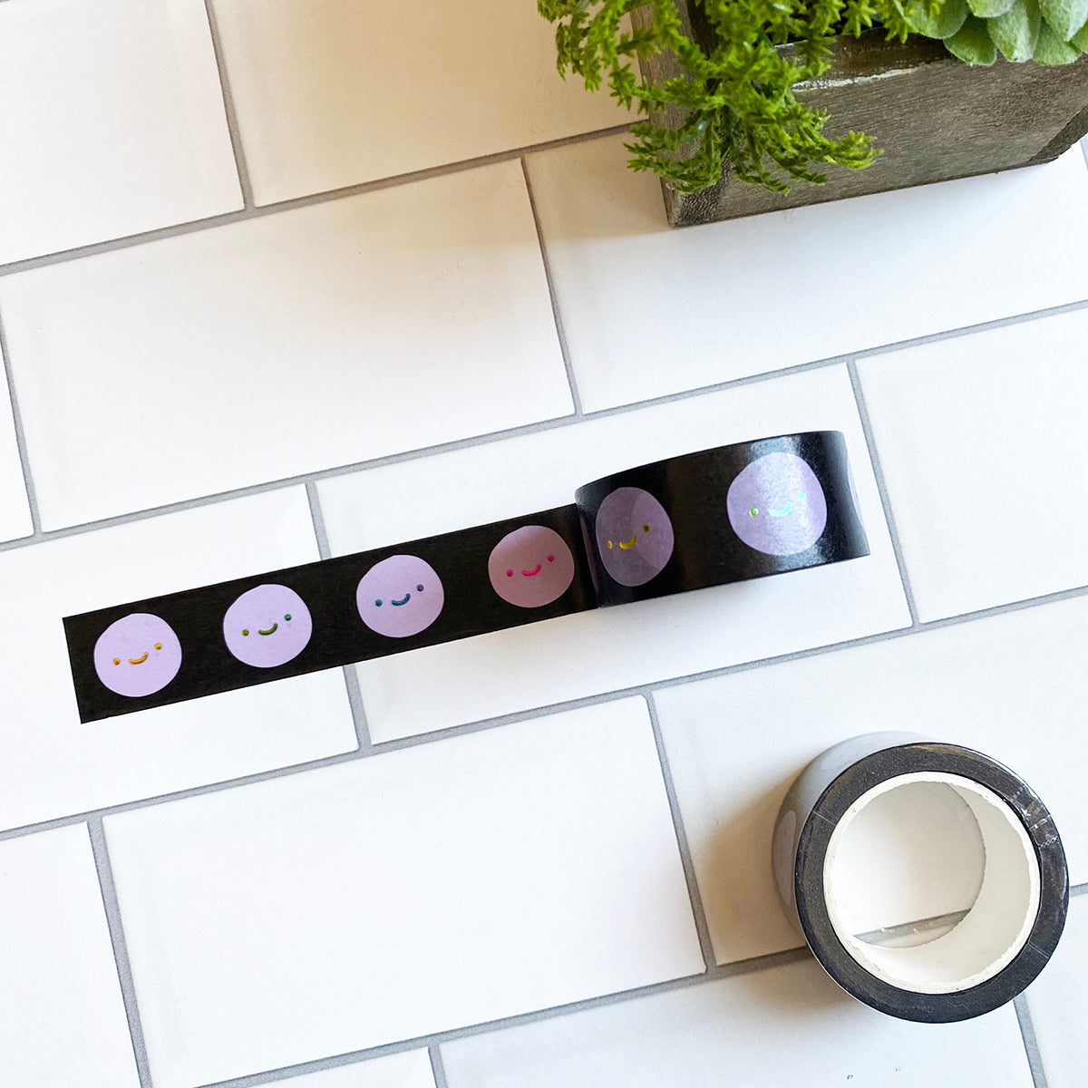 Cute Rainbow Foil Face Washi Tape - Planner Flair - Bullet Journal Decoration - Paper Tape