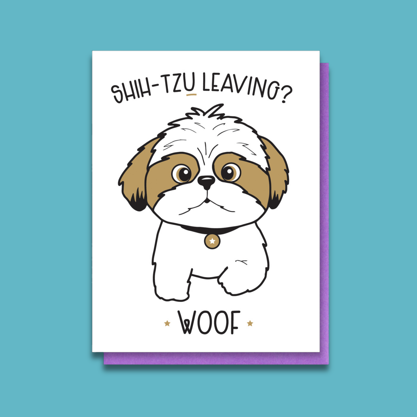 Funny Goodbye Moving Letterpress Card | Shih-Tzu Leaving | Retirement New Job