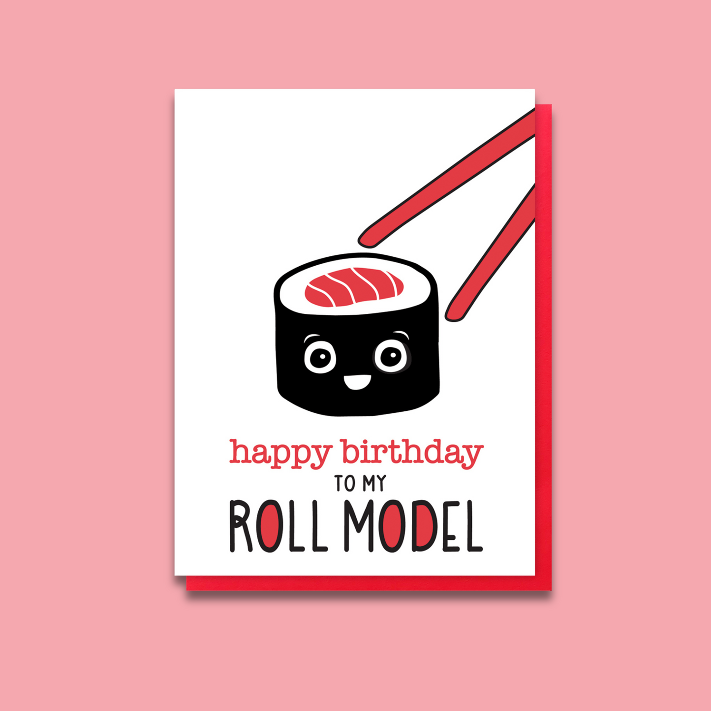 Funny Sushi Letterpress Birthday Card | Roll Model | Pun | kiss and punch - Kiss and Punch