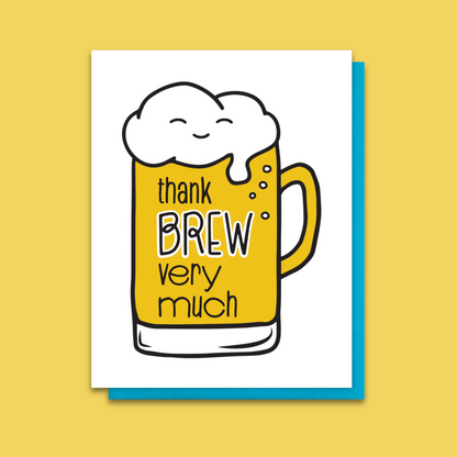 Funny Punny Thank You Letterpress Card | Thank Brew | Beer Pun | kiss and punch - Kiss and Punch