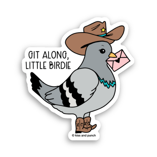 Funny Cowgirl Pigeon Mail Carrier 3 Inch Diecut Vinyl Sticker