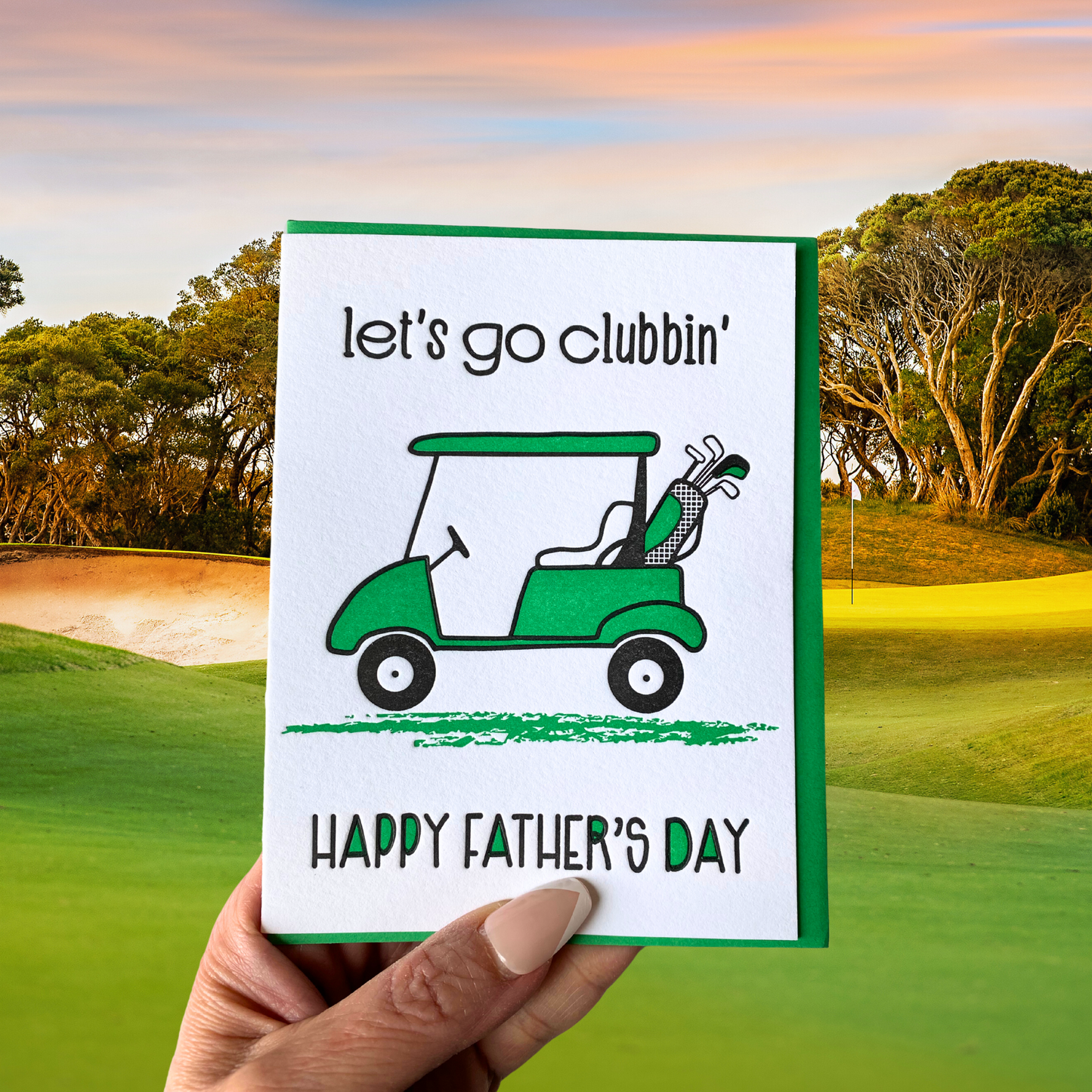 Golf Cart Dad | Happy Father's Day Letterpress Card | kiss and punch - Kiss and Punch