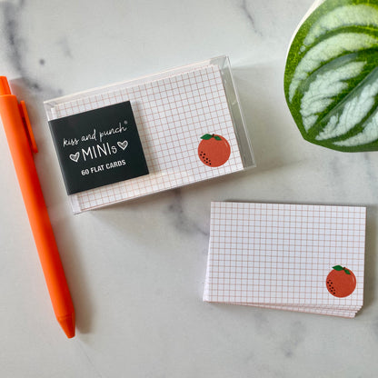 Mini Notecard Set of 60 - Orange Fruit Grid Flat Cards - Lunch Notes - Mini Cards - Enclosure cards