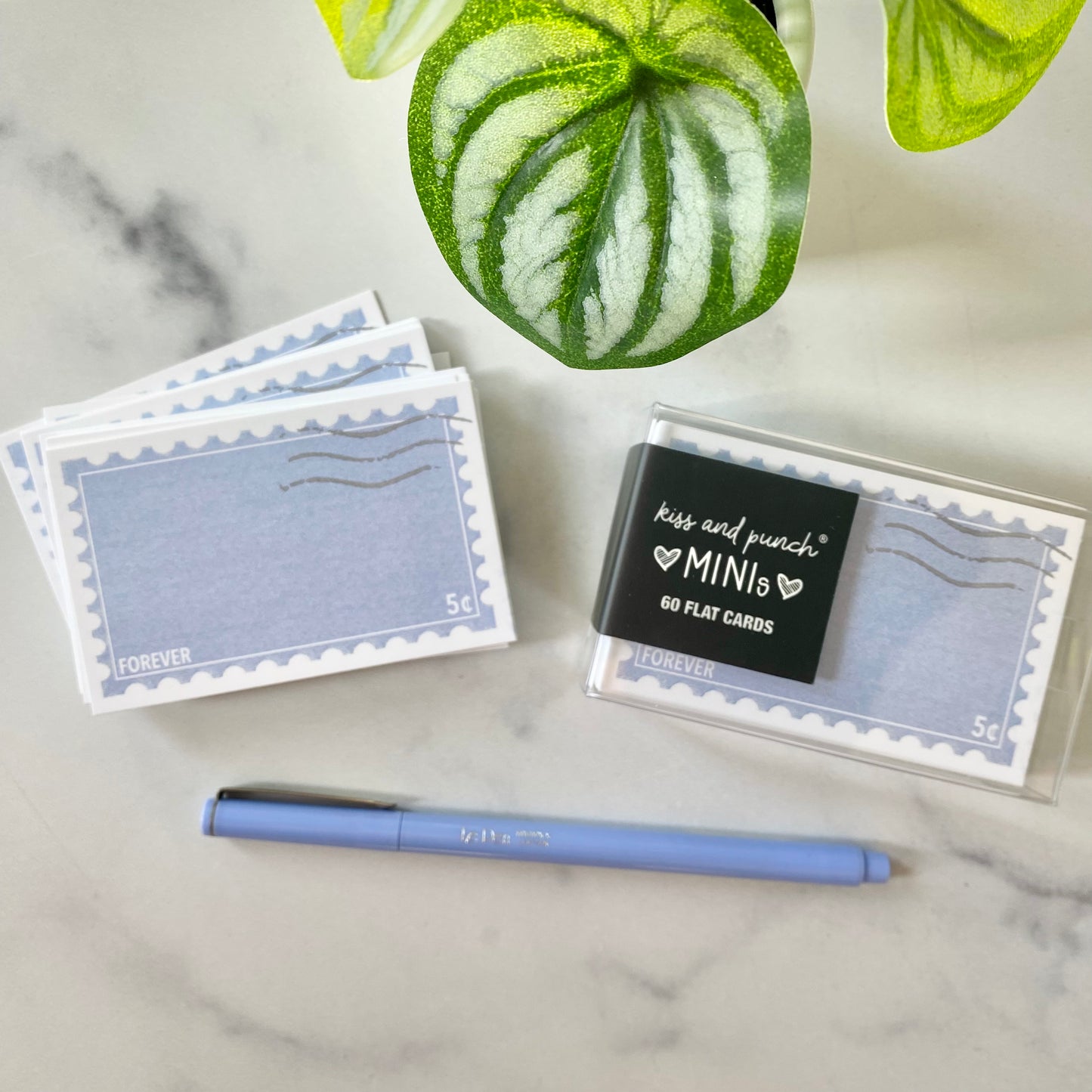 Mini Notecard Set of 60 - Periwinkle Forever Stamp Flat Cards - Love Notes - Mini Cards - Enclosure cards